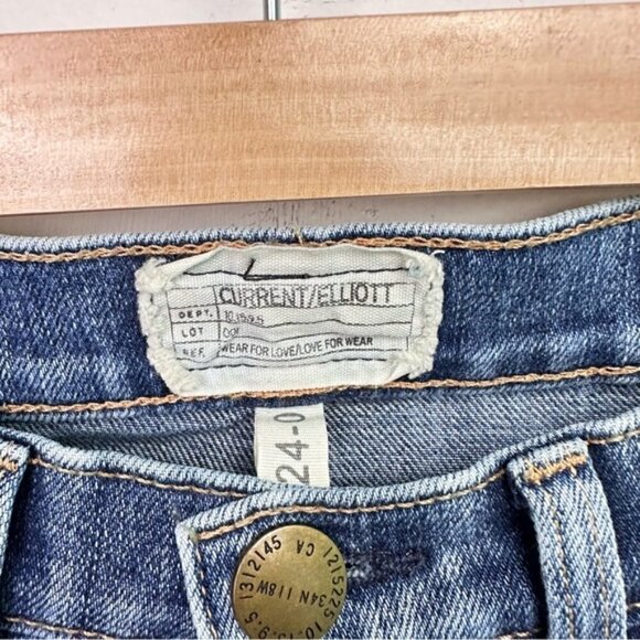 The Curren/Elliot The Ankle Skinny Cheville Distressed Denim Blue Jeans Size 24 - Picture 7 of 7